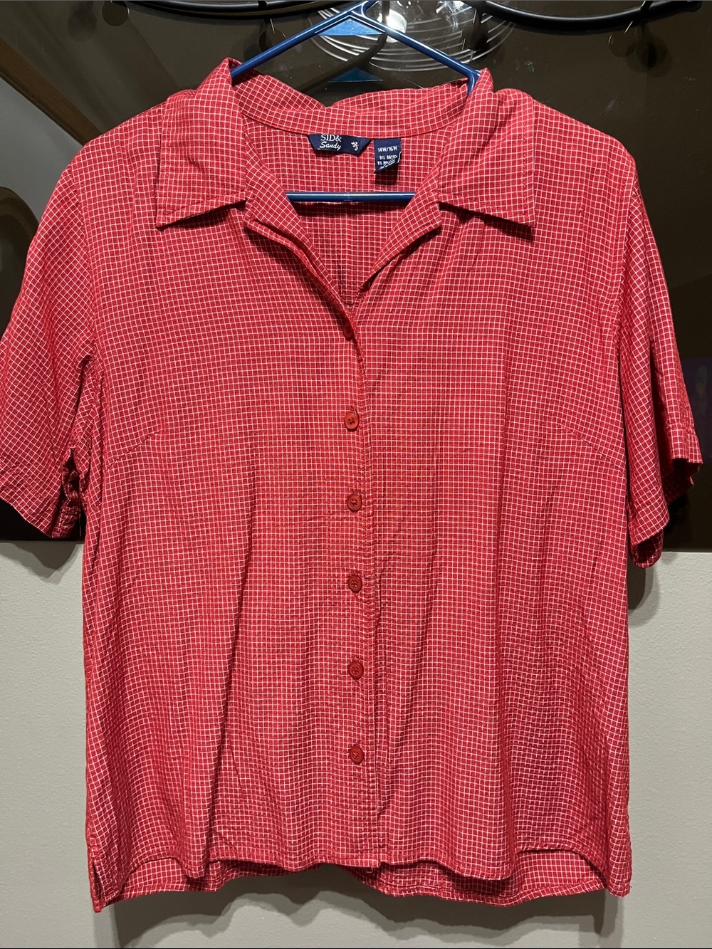 SID & Sandy Red Short-Sleeve Button-Down Shirt 14W/16W